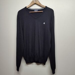 Brooks Brothers 346 Extra Fine Merino Wool Pullover Sweater Men Size L Black